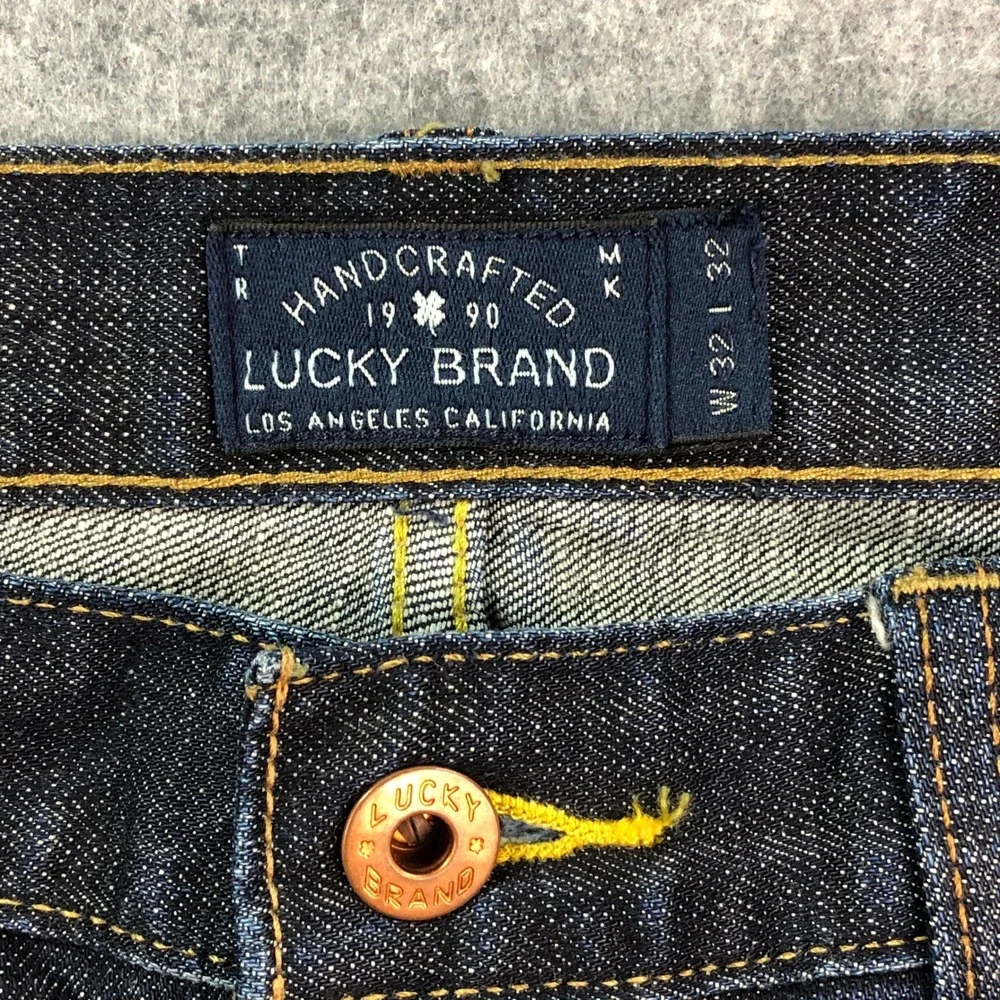 Lucky Brand 329 Classic Straight Mens Jeans 32x32 Blue Dark Wash Stretch Denim